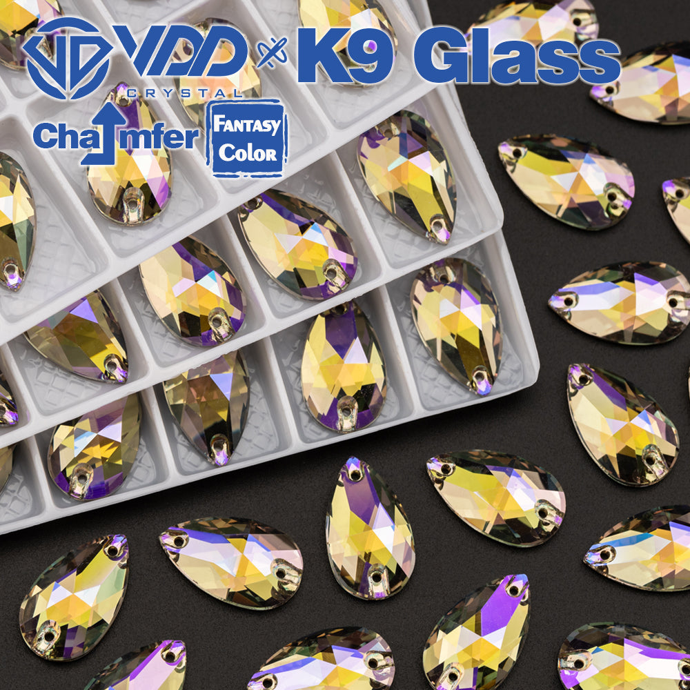 VDD Pear 11x18mm 24Pcs Ghost Light Color Top Quality K9 Glass Sew on Rhinestone Sewing Crystal Flatback Clothes Decorations