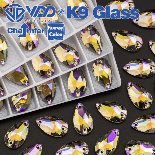 VDD Pear 11x18mm 24Pcs Ghost Light Color Top Quality K9 Glass Sew on Rhinestone Sewing Crystal Flatback Clothes Decorations