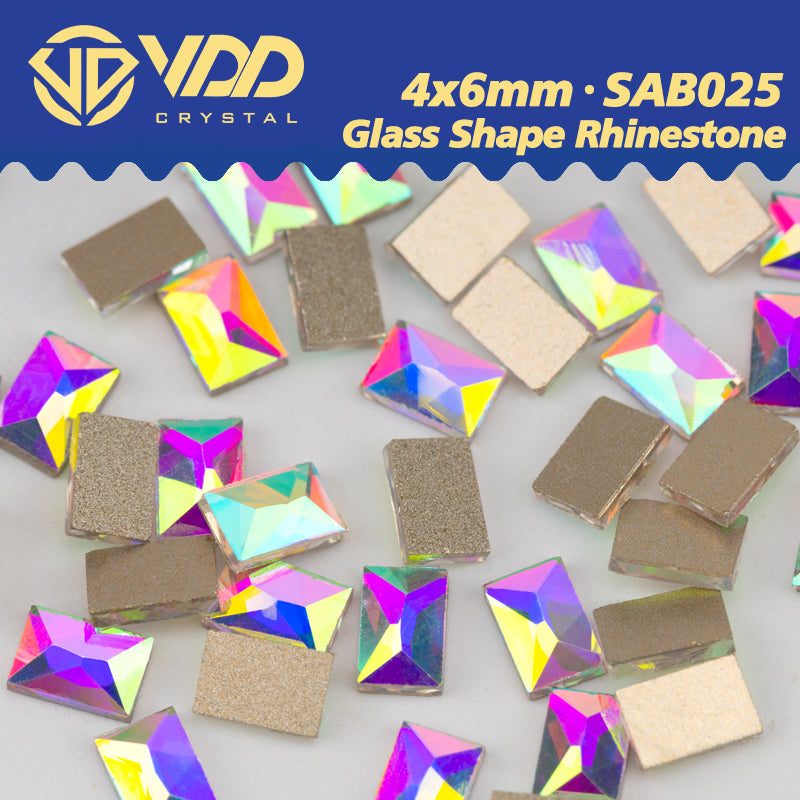 VDD 4x6mm - SAB25 100/500/1440Pcs Glass Shape Crystal Rhinestones Crystal AB Flatback Glitter Stones For DIY Nail Art Decorations  SAB Series