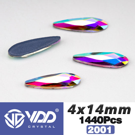 VDD 2001-4x14mm Wholesale 1440Pcs Rectangle Glass Rhinestones Crystal AB Flatback HotFix Strass Shape 3D Stones For Nail Art DIY Decorations
