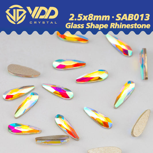 VDD 2.5x8mm - SAB13 100/500/1440Pcs Glass Shape Crystal Rhinestones Crystal AB Flatback Glitter Stones For DIY Nail Art Decorations SAB Series