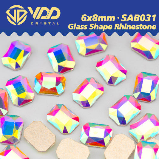VDD  6x8mm - SAB31  100/500/1440Pcs Glass Shape Crystal Rhinestones Crystal AB Flatback Glitter Stones For DIY Nail Art Decorations  SAB Series