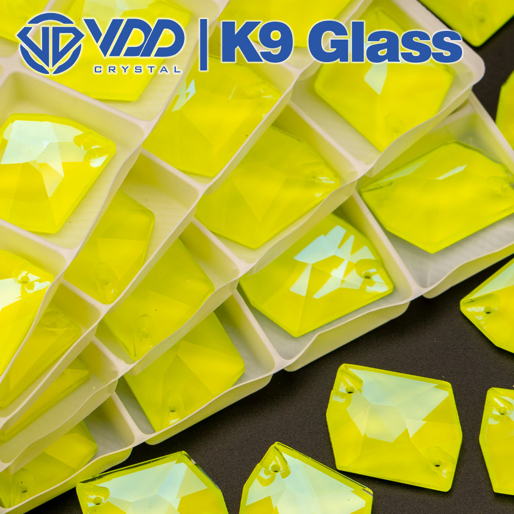 VDD 17x21mm Cosmic K9 Neon Lemon Glass Sew on Rhinestones Sewing Crystal Flatback Stones Clothes Decorations Wedding Dress
