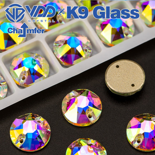 VDD 8 Big 8 Small Top Quality K9 Glass Sew on Rhinestone Sewing Crystal AB Flatback Strass for Craft Clothes Wedding Dress