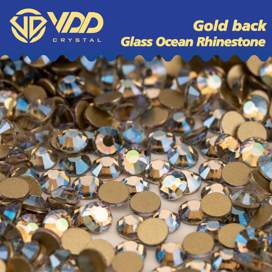 VDD  223 Sea Light  High Quality Glass Rhinestones Crystal Gold Flatback Strass Stones For Nail Art Crafts DIY Decorations