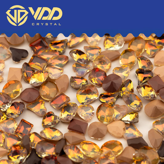 VDD Summer Tan  100/500Pcs High Quality Glass Fancy Rhinestones Crystal Glitter Pointback Stones For Nail Art Decoration DIY