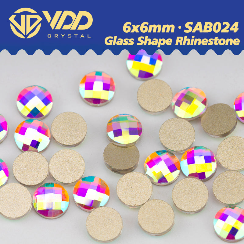 VDD 6x6mm - SAB24 100/500/1440Pcs Glass Shape Crystal Rhinestones Crystal AB Flatback Glitter Stones For DIY Nail Art Decorations  SAB Series