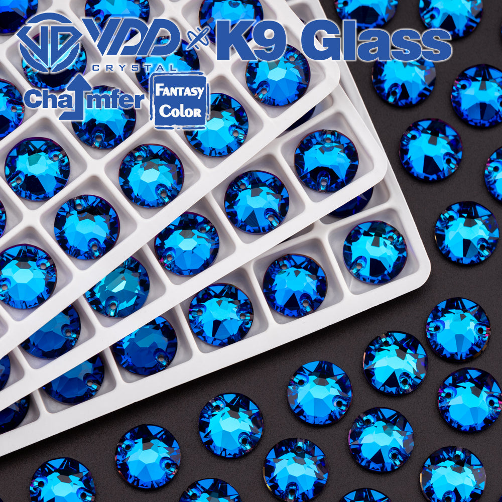 VDD 013 Siam Ocean Series - Cristales de imitación de vidrio sin fijación en caliente de alta calidad, piedras de estrás con parte posterior plana