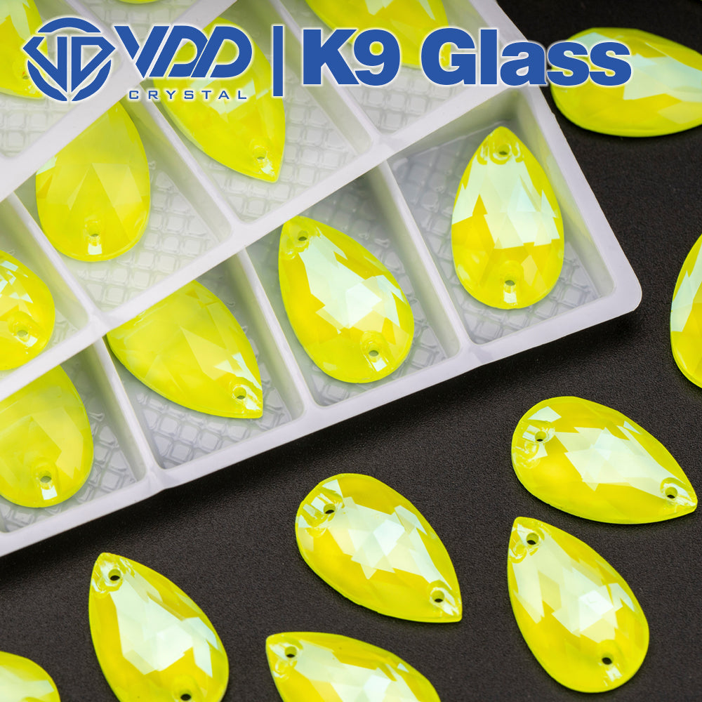 VDD Pear K9 Glass Sew on Rhinestones Sewing Clear Crystals Flat Back Strass Stones for Clothes Accessories Wedding Dress