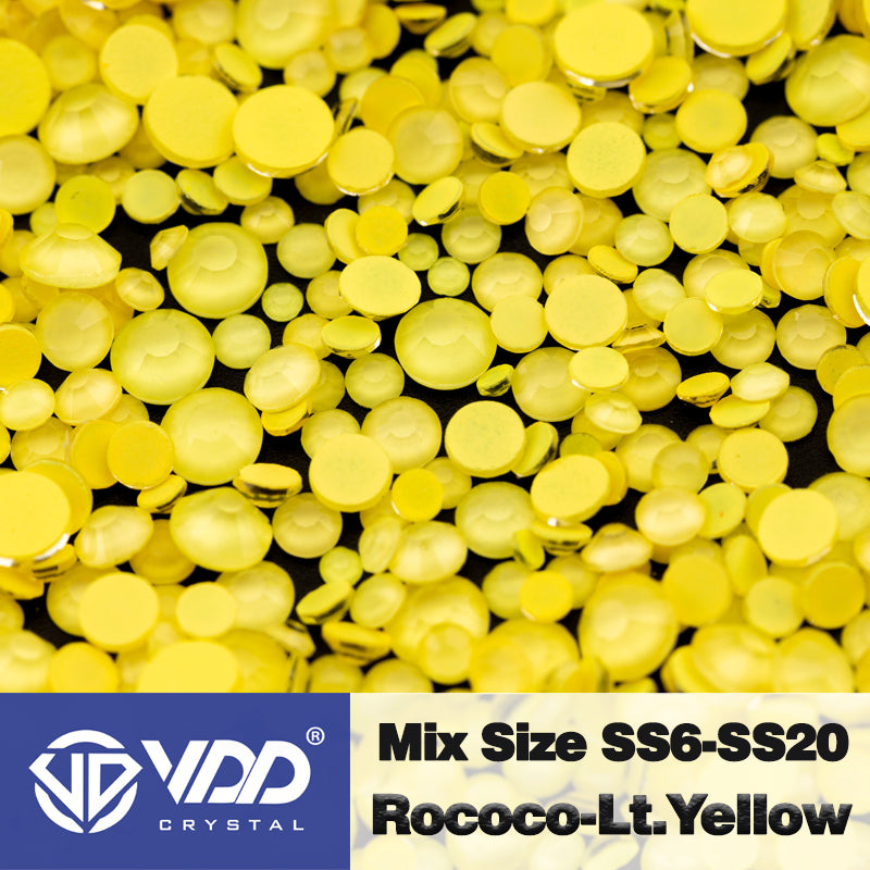 VDD 321 Rococo-Lt.Yellow Mix Size SS6-SS20 Non-hotfix Rhinestones High Quality Glass Crystal Flatback Strass Stones KKmix-K150