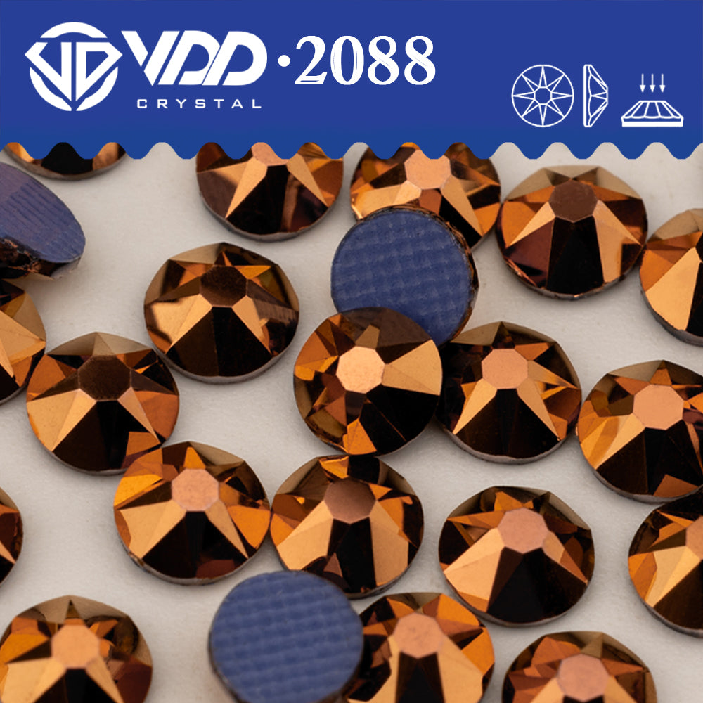 VDD 069 Rose Gold SS16-SS30 High Quality Hot-Fix Glass 2088 Rhinestones Crystal Flatback 8 Big 8 Small DIY Clothes Decoration