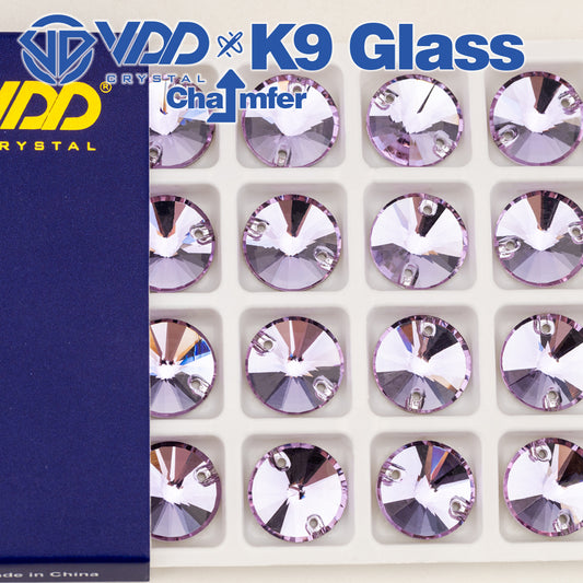 VDD Rivoli S122 Violet Top Quality K9 Glass Sew on Rhinestones Crystal Flatback Sewing Strass Stones for Garment Wedding Dress