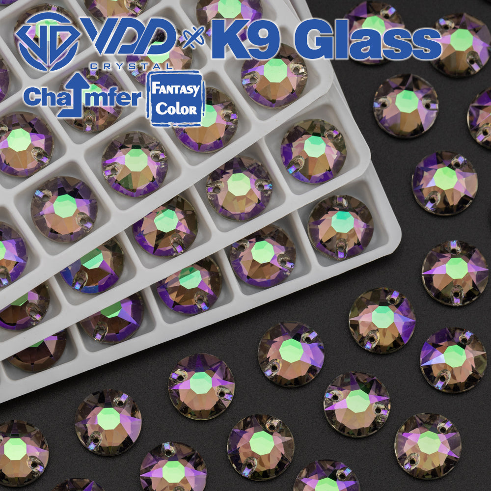 VDD 8B-8S 12mm 40Pcs Ghost Light Color Top Quality K9 Glass Sew on Rhinestone Sewing Crystal Flatback Clothes Decorations