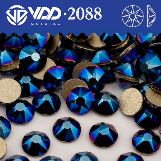 VDD 068 Metallic Blue SS16-SS30 High Quality 2088 Crystal Rhinestones 8 Big 8 Small Flat Back Diamond DIY Nail Art Decorations