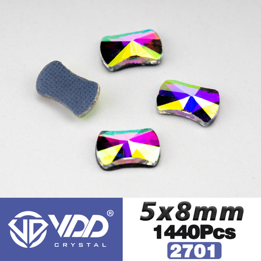 VDD  2701-5x8mm Wholesale 1440Pcs Rectangle Glass Rhinestones Crystal AB Flatback HotFix Strass Shape 3D Stones For Nail Art DIY Decorations