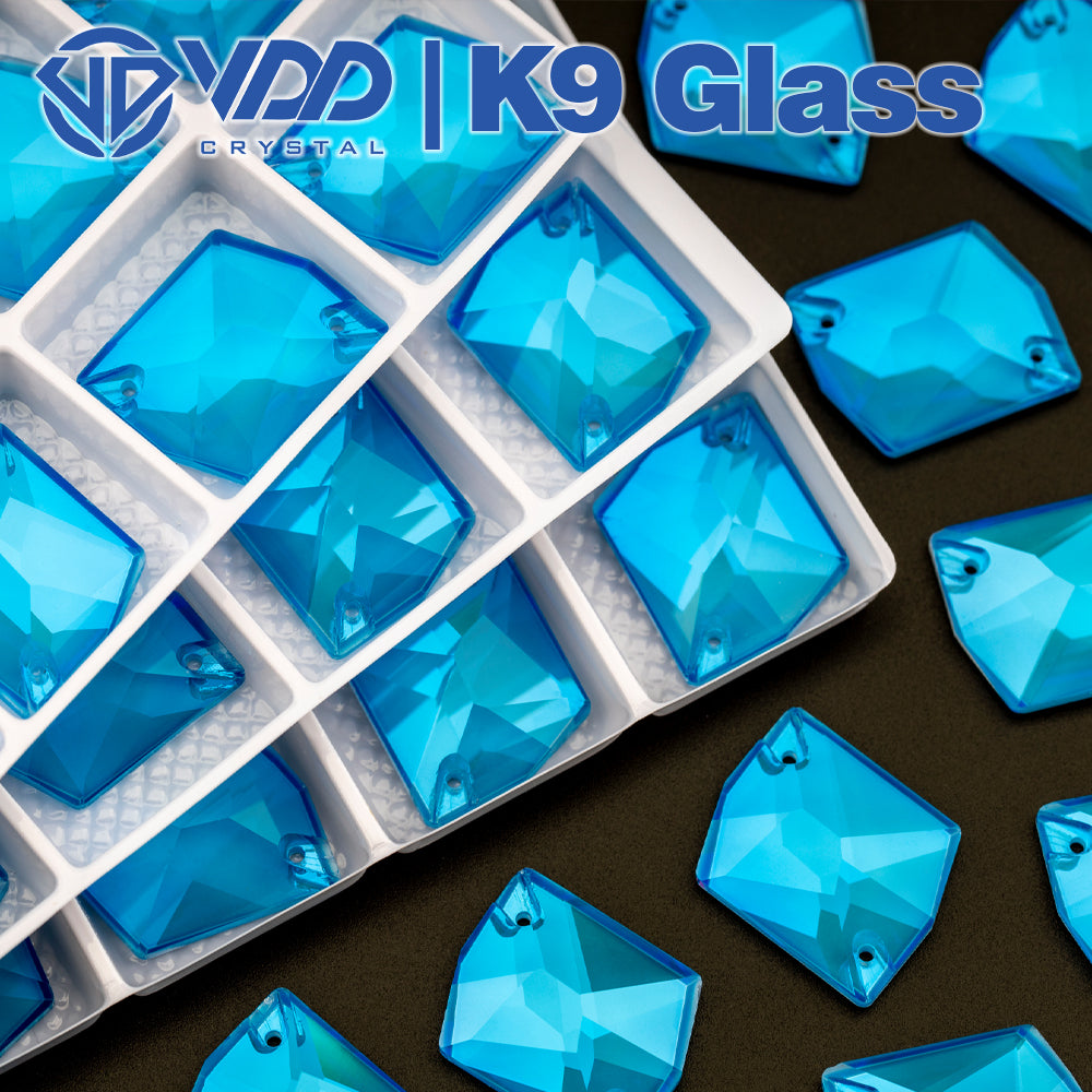 VDD Neon Blue 17x21mm Cosmic Top Quality K9 Glass Sew on Rhinestones Flatback Crystal for Clothes Decoration Wedding Dress