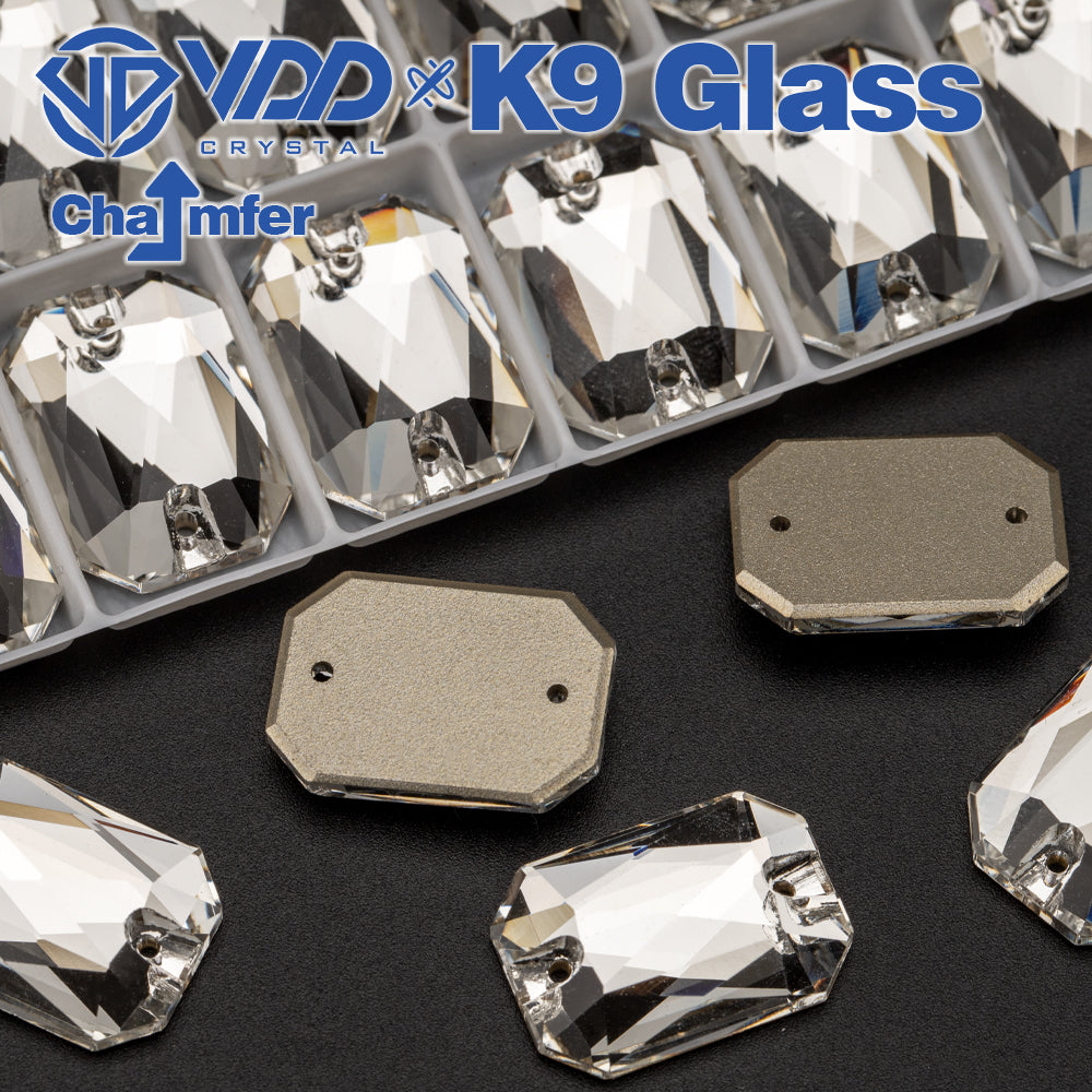 VDD S101 Crystal Emerald Cut Top Quality K9 Glass Sew on Rhinestones Crystal Flatback Sewing Stones for Clothes Decorations