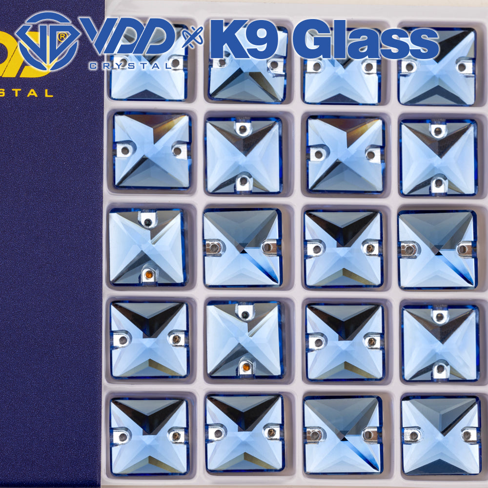 VDD S117 Royal Blue Square K9 Glass Sew On Rhinestones High Quality AAAAA Crystal Flatback Sewing Strass Stones DB-S117