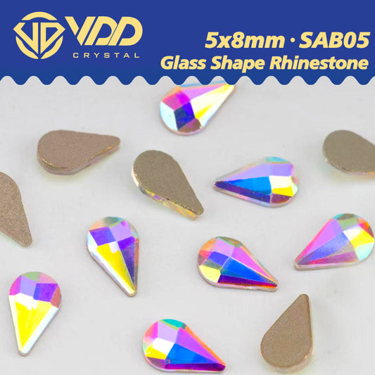 VDD  5x8mm - SAB05 100/500/1440Pcs Glass Shape Crystal Rhinestones Crystal AB Flatback Glitter Stones For DIY Nail Art Decorations  SAB Series