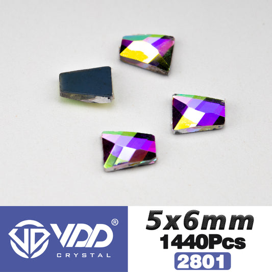 VDD 2801-5x6mm Wholesale 1440Pcs Rectangle Glass Rhinestones Crystal AB Flatback HotFix Strass Shape 3D Stones For Nail Art DIY Decoration