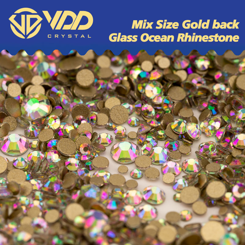 VDD 222 Spring Bloom Mix Size SS4-SS20 Gold-Back Rhinestones High Quality Glass Crystal Flatback Strass Stones AAmix-A52