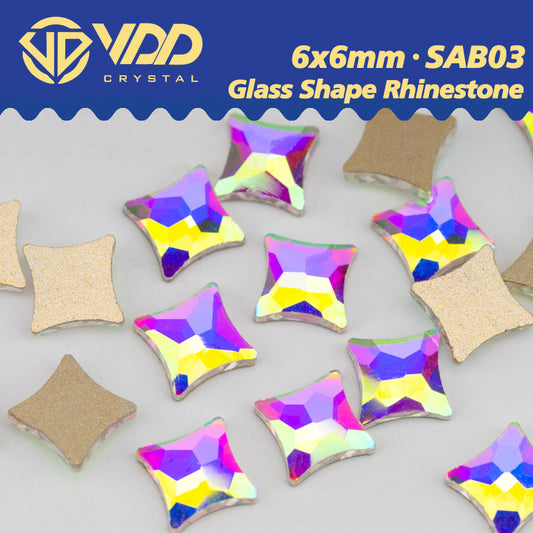 VDD  6x6mm - SAB03  100/500/1440Pcs Glass Shape Crystal Rhinestones Crystal AB Flatback Glitter Stones For DIY Nail Art Decorations  SAB Series