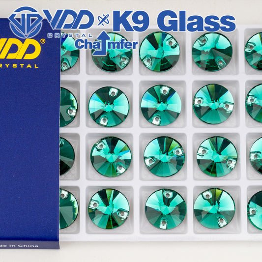 VDD Rivoli S114 Green Zircon Top Quality K9 Glass Sew on Rhinestones Crystal Flatback Sewing Strass Stones for Garment Wedding Dress