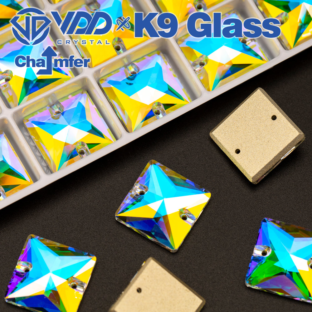 VDD S255 Crystal AB Square Top Quality K9 Glass Sew on Rhinestones Crystal Flatback Sewing Stones for Clothes Decorations