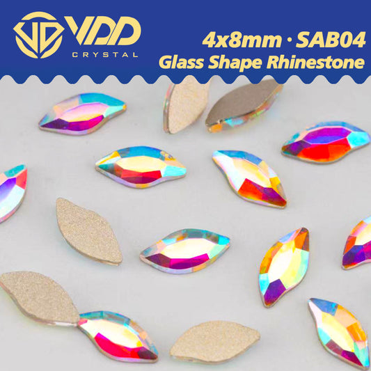 VDD  4x8mm - SAB04  100/500/1440Pcs Glass Shape Crystal Rhinestones Crystal AB Flatback Glitter Stones For DIY Nail Art Decorations  SAB Series