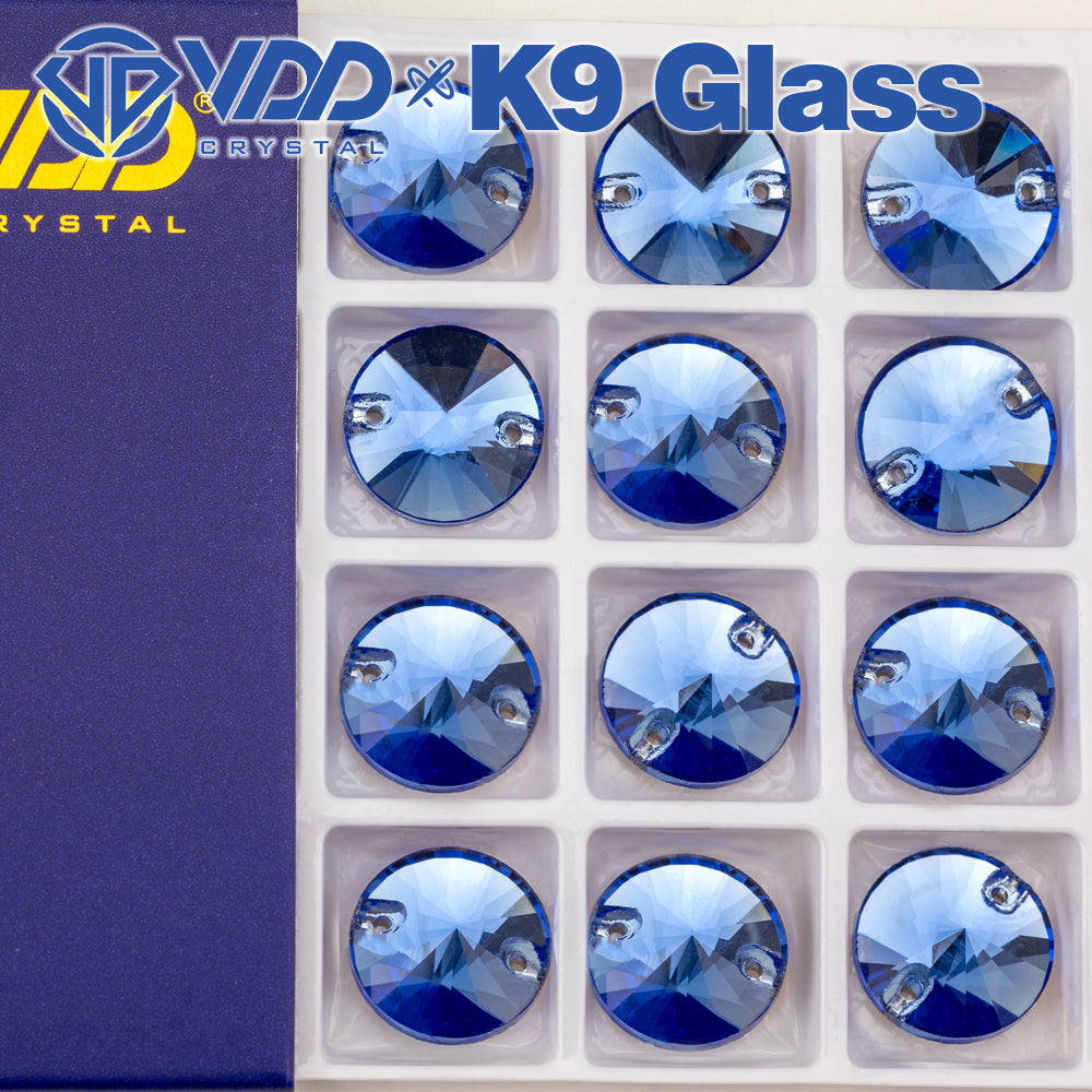 VDD Rivoli S117 Royal Blue K9 Glass Sew On Rhinestones High Quality AAAAA Crystal Flatback Sewing Strass Stones DB-S117