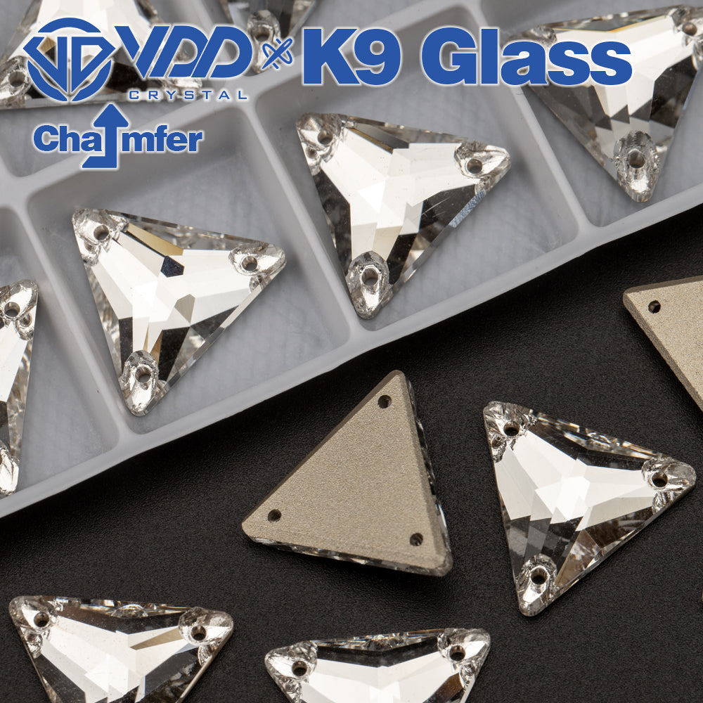 VDD S101 Crystal Triangle Top Quality K9 Glass Sew on Rhinestones Crystal Flatback Sewing Stones for Clothes Decorations
