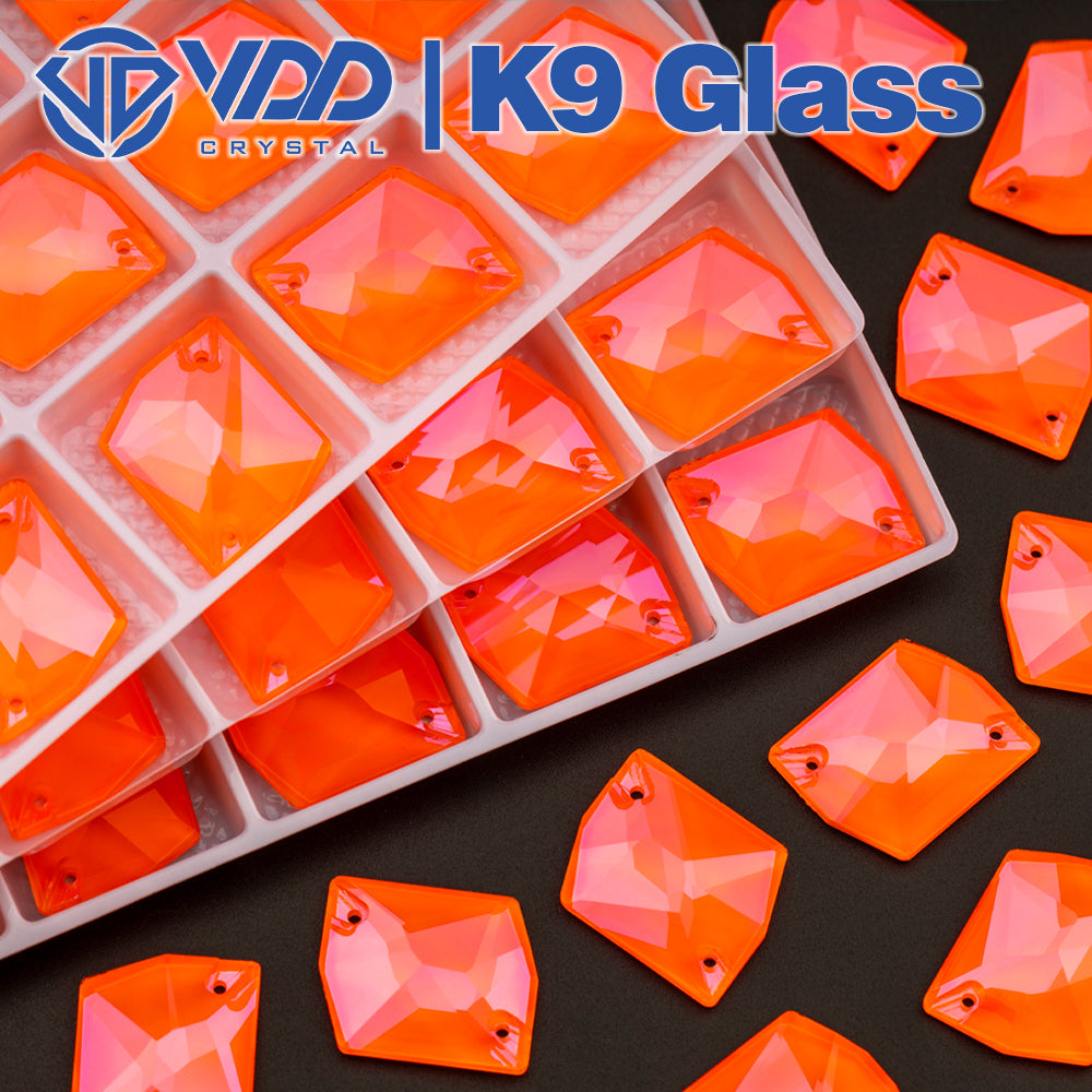 VDD 17x21mm Neon Orange Cosmic Top Quality Glass Sew on Rhinestones Crystal Flatback Stones for Clothes Decoration Wedding Dress