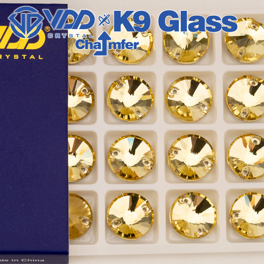 VDD Rivoli S104 Jonquil Top Quality K9 Glass Sew on Rhinestones Crystal Flatback Sewing Strass Stones for Garment Wedding Dress