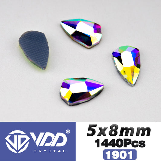 VDD 1901-5x8mm Wholesale 1440Pcs Rectangle Glass Rhinestones Crystal AB Flatback HotFix Strass Shape 3D Stones For Nail Art DIY Decorations