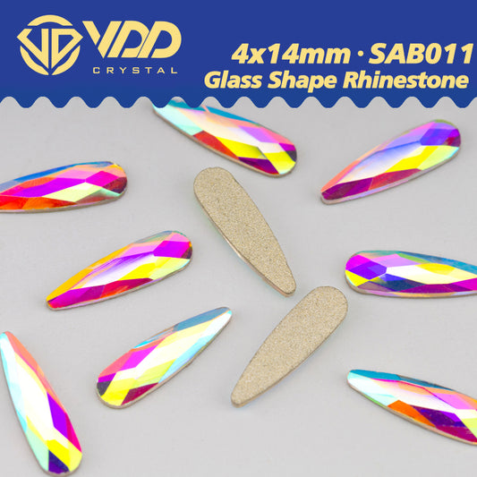 VDD 4x14mm - SAB11 100/500/1440Pcs Glass Shape Crystal Rhinestones Crystal AB Flatback Glitter Stones For DIY Nail Art Decorations SAB Series