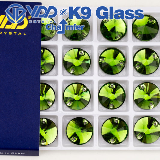 VDD Rivoli S113 Fern Green Top Quality K9 Glass Sew on Rhinestones Crystal Flatback Sewing Strass Stones for Garment Wedding Dress