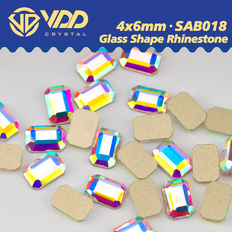 VDD 4x6mm - SAB18  100/500/1440Pcs Glass Shape Crystal Rhinestones Crystal AB Flatback Glitter Stones For DIY Nail Art Decorations  SAB Series