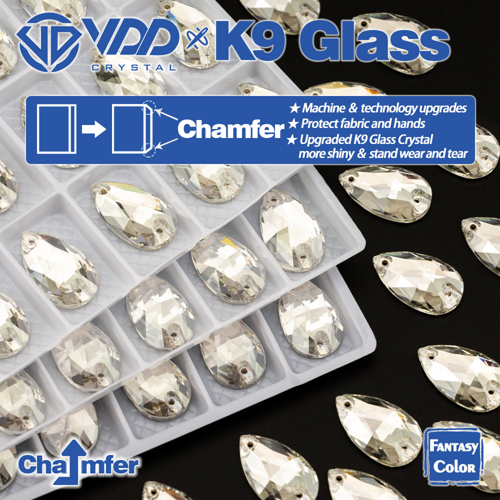 VDD Pear 11x18mm 24Pcs Sliver Shadow Color Top Quality K9 Glass Sew on Rhinestone Sewing Crystal Flatback Clothes Decorations