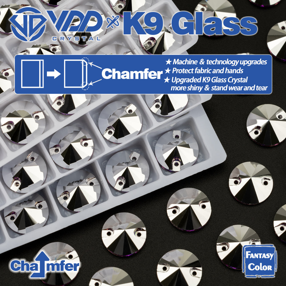 VDD Rivoli 12mm 40Pcs Labrador Color Top Quality K9 Glass Sew on Rhinestone Sewing Crystal Flatback Clothes Decorations