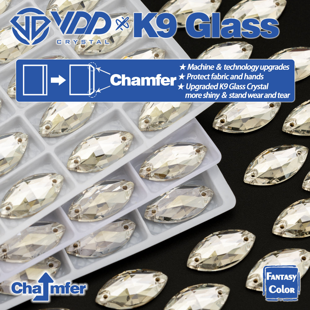 VDD Navette 9x18mm 36Pcs Sliver Shadow Color Top Quality K9 Glass Sew on Rhinestone Sewing Crystal Flatback Clothes Decorations
