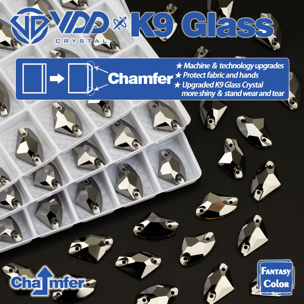 VDD Galactic 9x14mm 36Pcs Hematite Color Top Quality K9 Glass Sew on Rhinestones Crystal Flatback Stones Garment Decorations