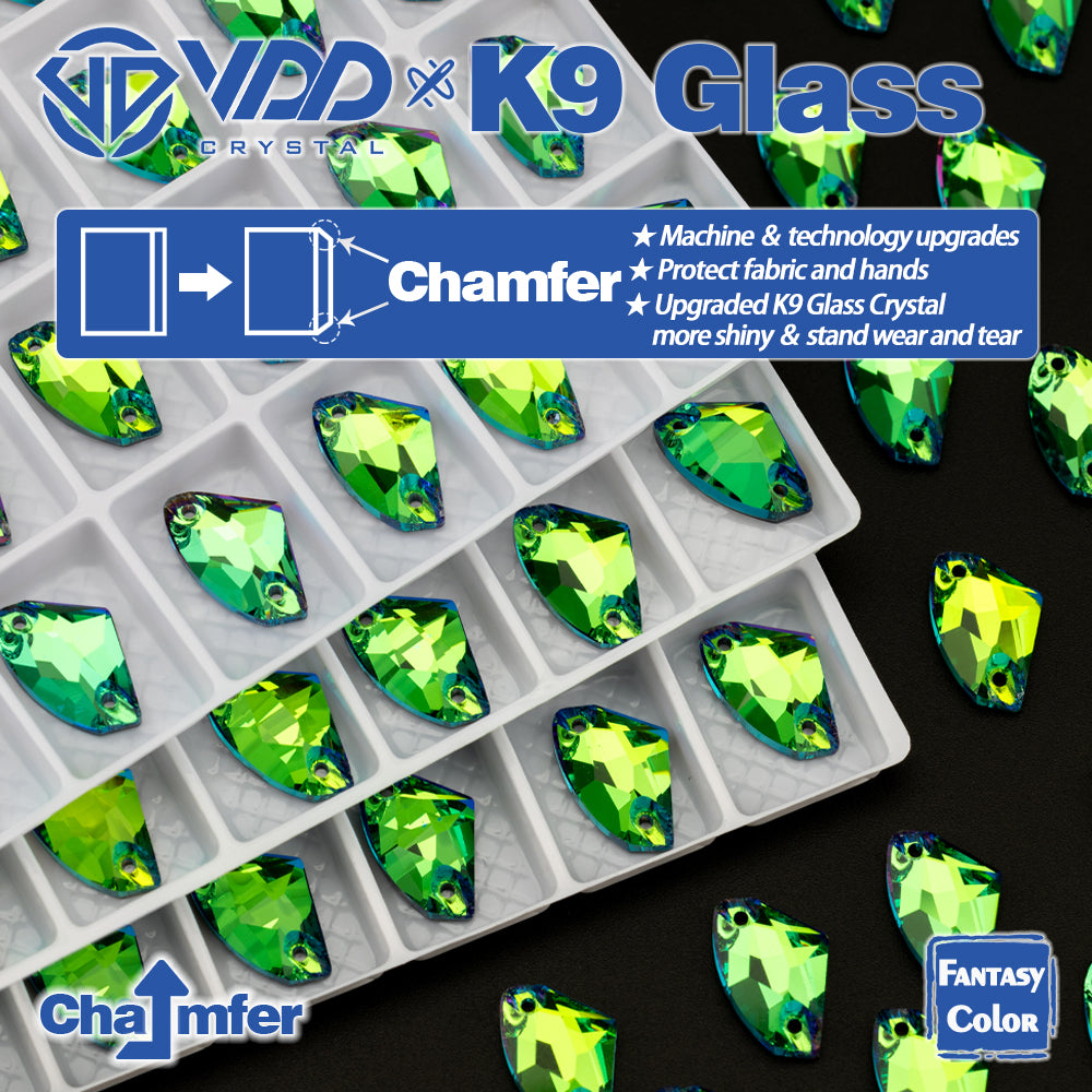 VDD Galactic 9x14mm 36Pcs Luxe Green Top Quality K9 Glass Sew on Rhinestones Crystal Flatback Stones Garment Decorations