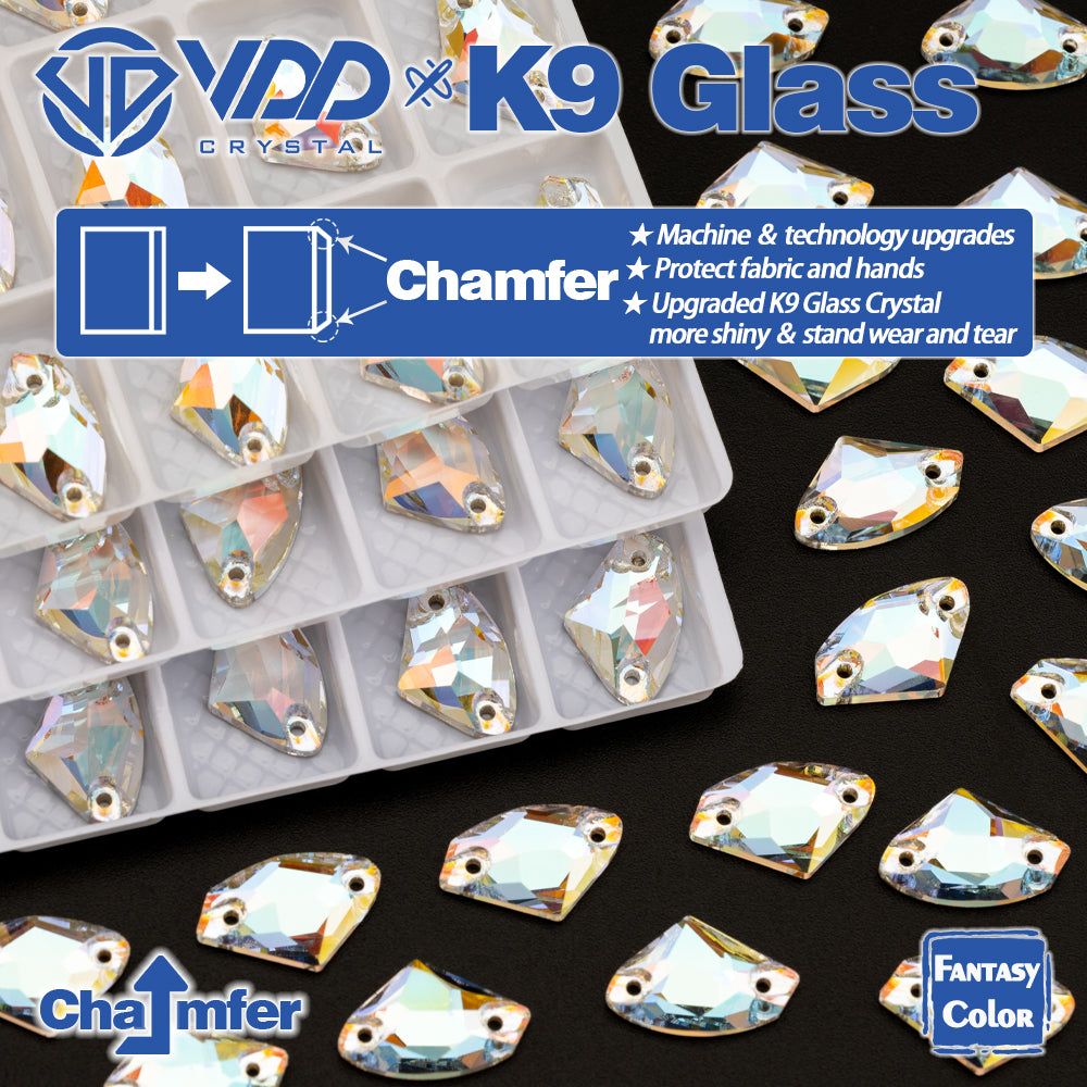 VDD Galactic 9x14mm 36Pcs Aura Mirage Color Top Quality K9 Glass Sew on Rhinestones Crystal Flatback Stones Garment Decorations