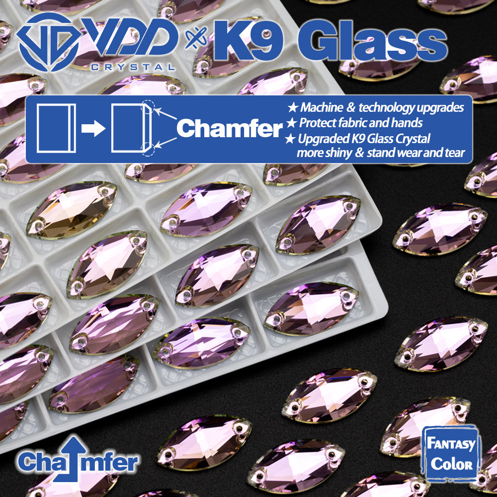 VDD Navette 9x18mm 36Pcs Violet Beam Color Top Quality K9 Glass Sew on Rhinestone Sewing Crystal Flatback Clothes Decorations
