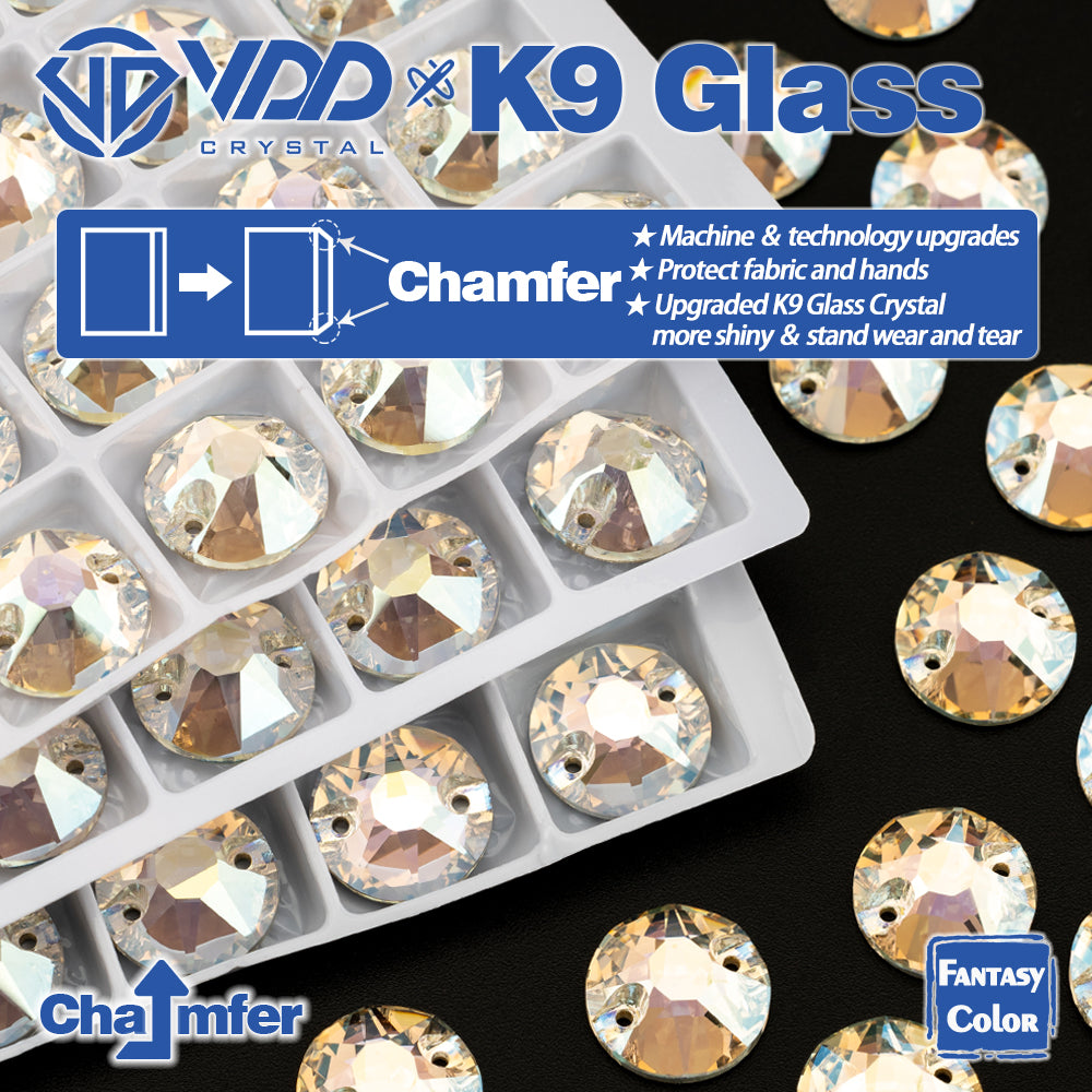 VDD 8B-8S 12mm 40Pcs Stardust Shimmer Color Top Quality K9 Glass Sew on Rhinestone Sewing Crystal Flatback Clothes Decorations