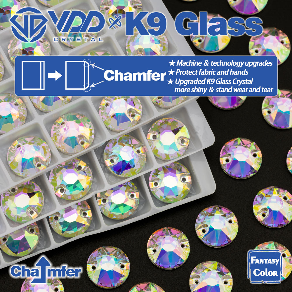 VDD 8B-8S 12mm 40Pcs Chroma Shimmer Color Top Quality K9 Glass Sew on Rhinestone Sewing Crystal Flatback Clothes Decorations