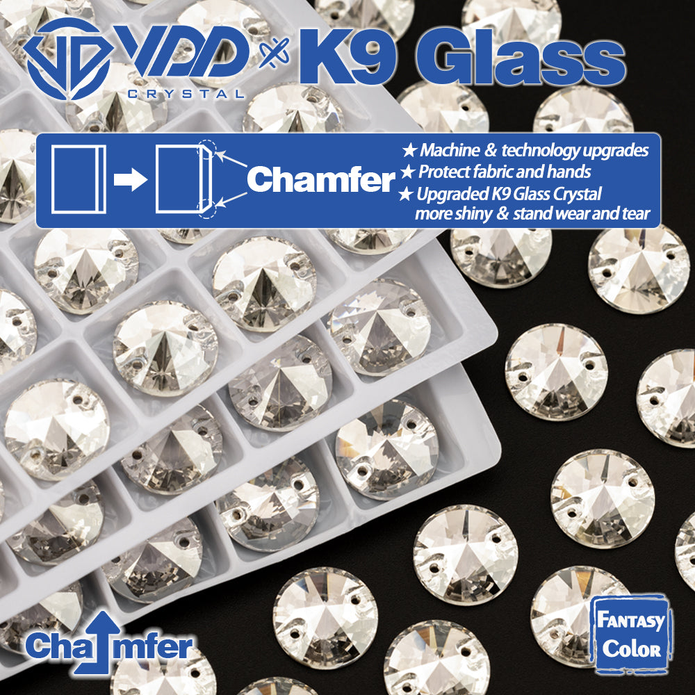 VDD Rivoli 12mm 40Pcs Sliver Shadow Color Top Quality K9 Glass Sew on Rhinestone Sewing Crystal Flatback Clothes Decorations