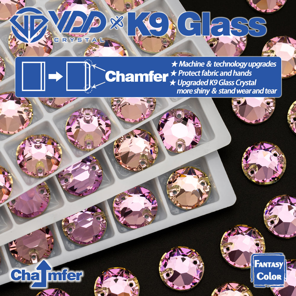 VDD 8B-8S 12mm 40Pcs Violet Beam Color Top Quality K9 Glass Sew on Rhinestone Sewing Crystal Flatback Clothes Decorations