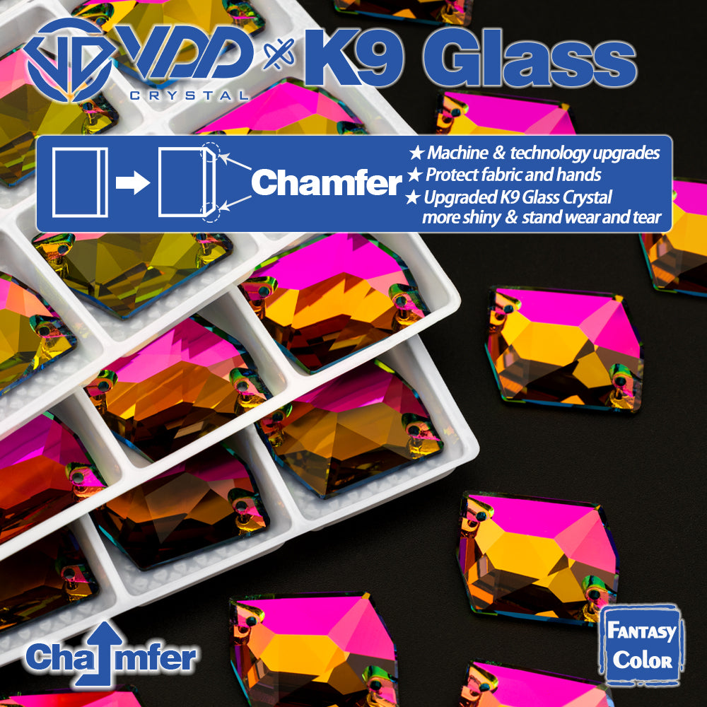 VDD Cosmic 17x21mm 15Pcs Vitrail Medium Color Top Quality K9 Glass Sew on Rhinestone Sewing Crystal Flatback Garment Decorations