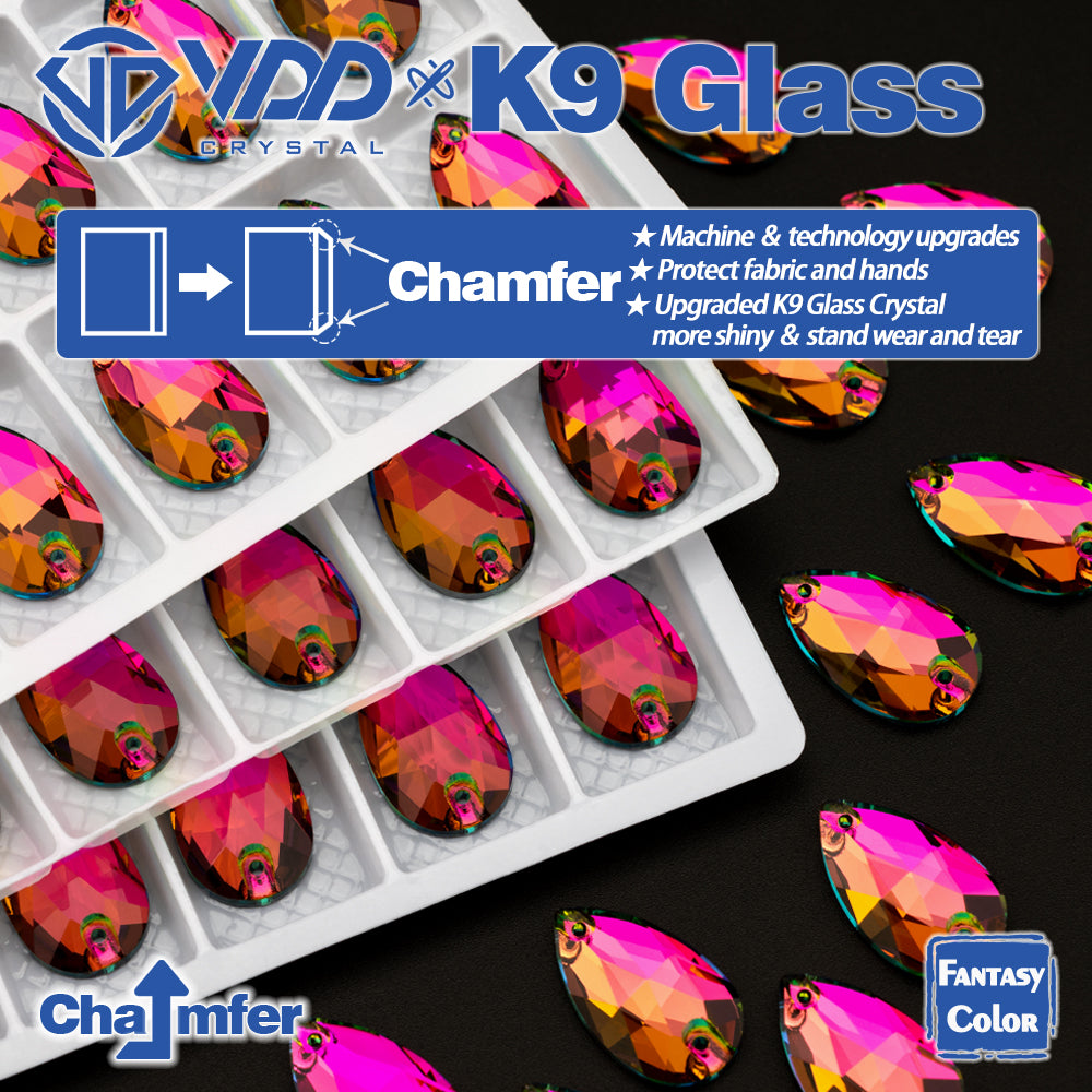 VDD Pear 11x18mm 24Pcs Vitrail Medium Color Top Quality K9 Glass Sew on Rhinestone Sewing Crystal Flatback Clothes Decorations